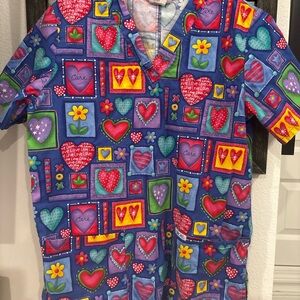 Cherokee Multicolor Patterned Scrub Top